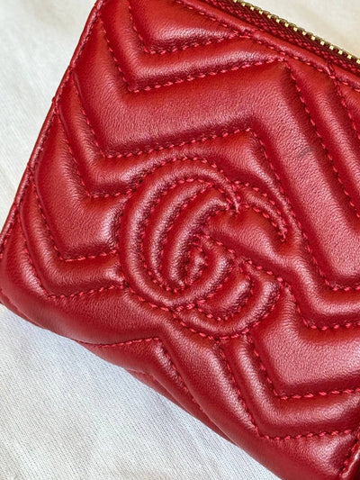 Leather Mini Zippy Wallet (Red)